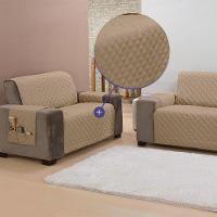 Protetor De Sofá King 2 Lugares Classic 100% Poliéster - Cáqui