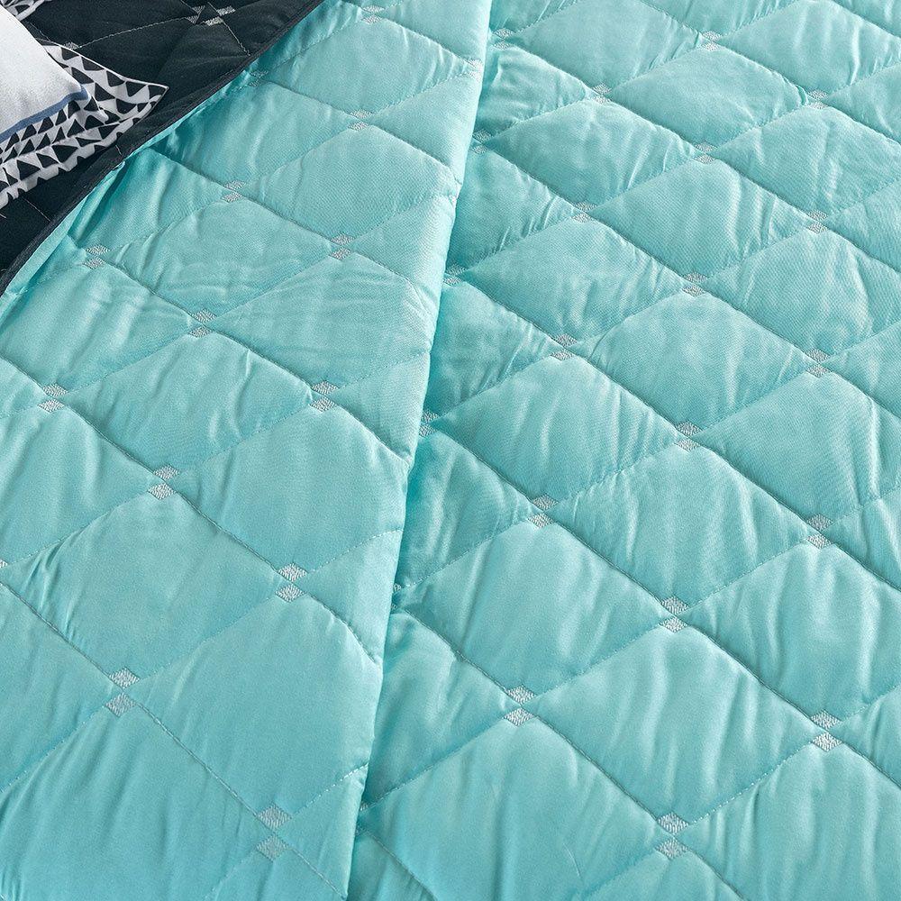 Kit Cobre Leito Dupla Face Casal Queen Bordado Renove 7 Peças Hipercal 400 Fios 100% Poliéster - Verde - 5