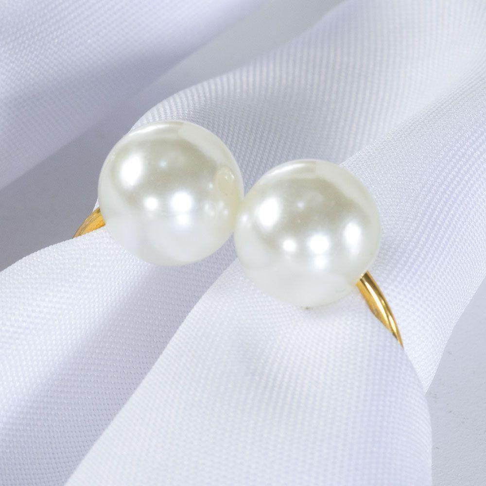 Kit Anel Para Guardanapos Pérola Duplo Grande 4cm X 3cm Argola - Dourado - 3