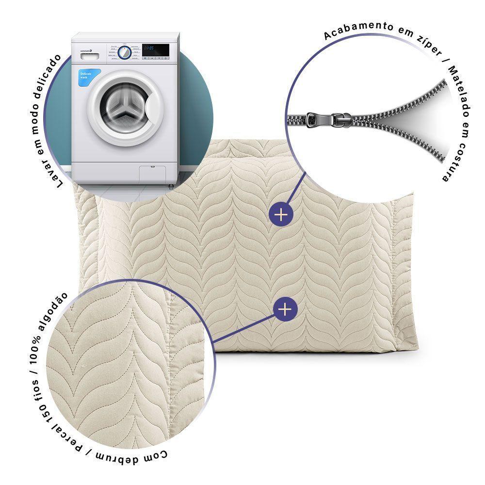 Porta Travesseiro Avulso 70cm X 50cm Com Debrum 1 Peça Paris Matelado Percal 150 Fios 100% Algodão - Palha - 2