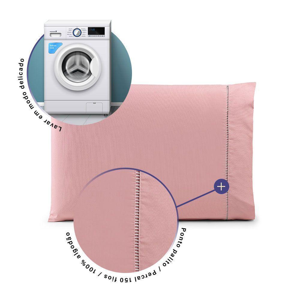 Par De Fronhas 70cm X 50cm 2 Peças Paris Percal 150 Fios 100% Algodão - Rosê - 2