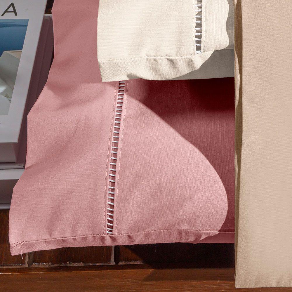 Par De Fronhas 70cm X 50cm 2 Peças Paris Percal 150 Fios 100% Algodão - Rosê - 3
