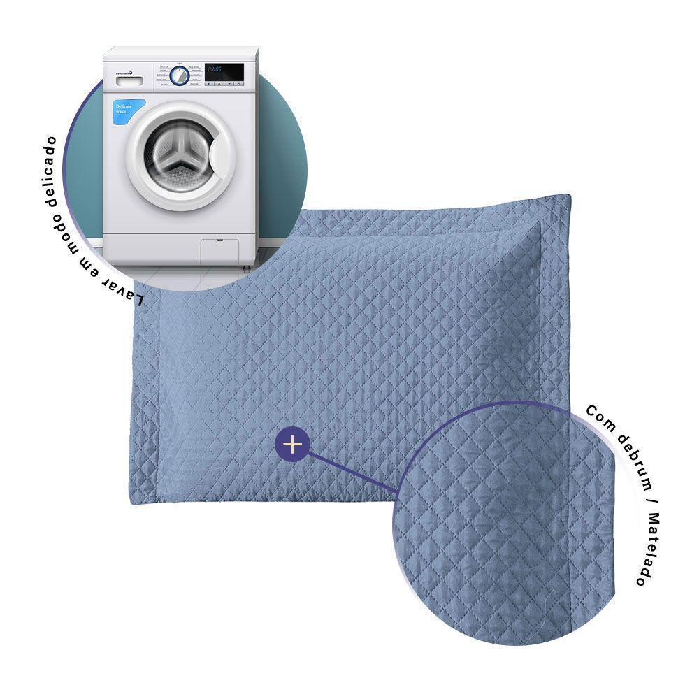 Porta Travesseiro Avulso 70cm X 50cm 1 Peça Prime Ultrassônico 100% Poliéster - Azul Bebê - 2