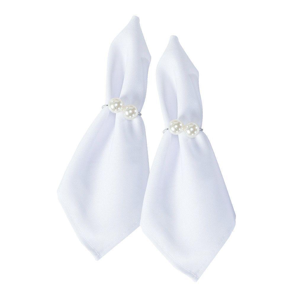 Kit Anel Para Guardanapos Pérola Duplo Grande 4cm X 3cm Argola - Prata - 1