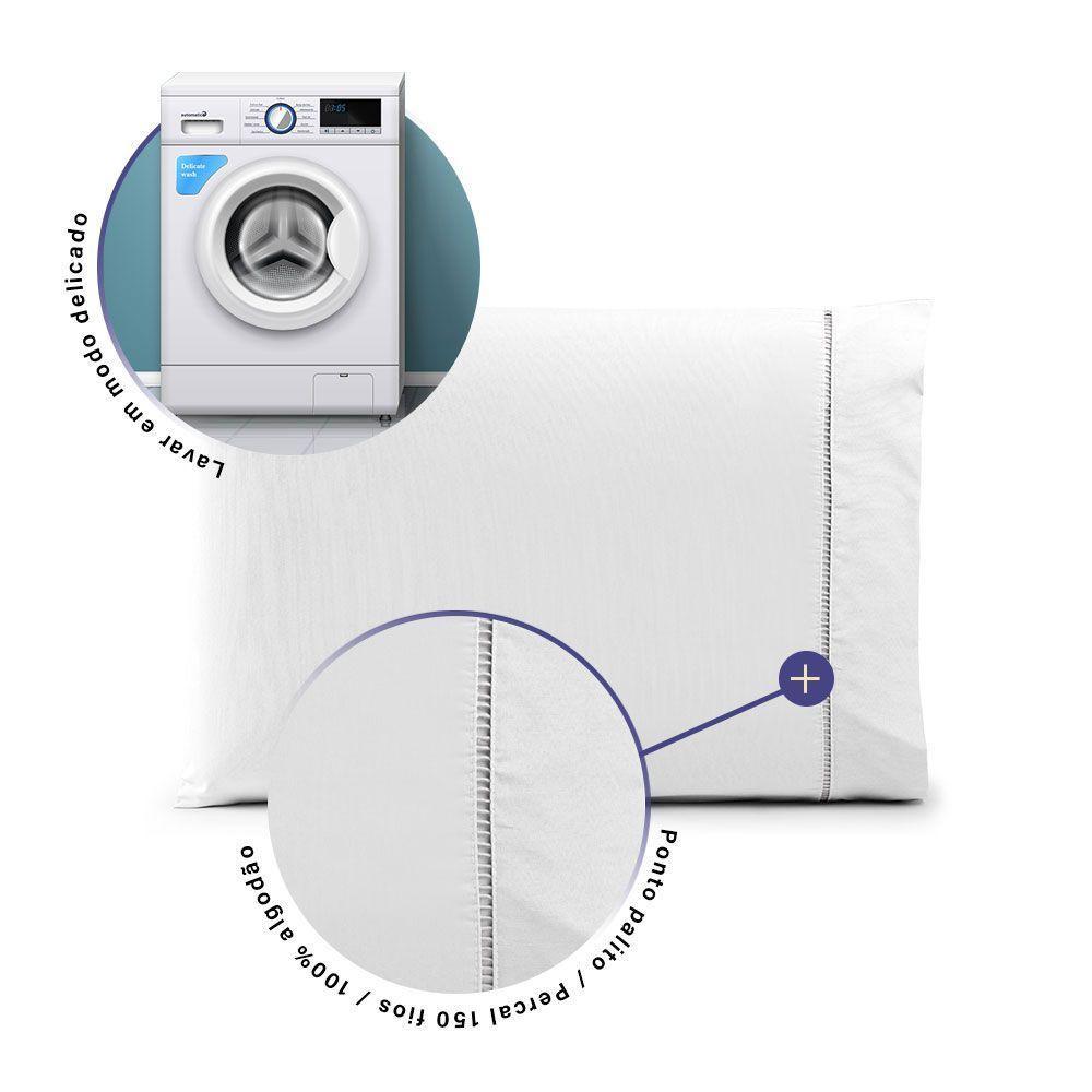 Par De Fronhas 70cm X 50cm 2 Peças Paris Percal 150 Fios 100% Algodão - Branco - 2