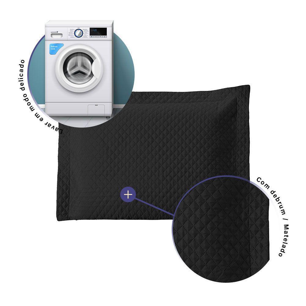 Porta Travesseiro Avulso 70cm X 50cm 1 Peça Prime Ultrassônico 100% Poliéster - Preto - 2