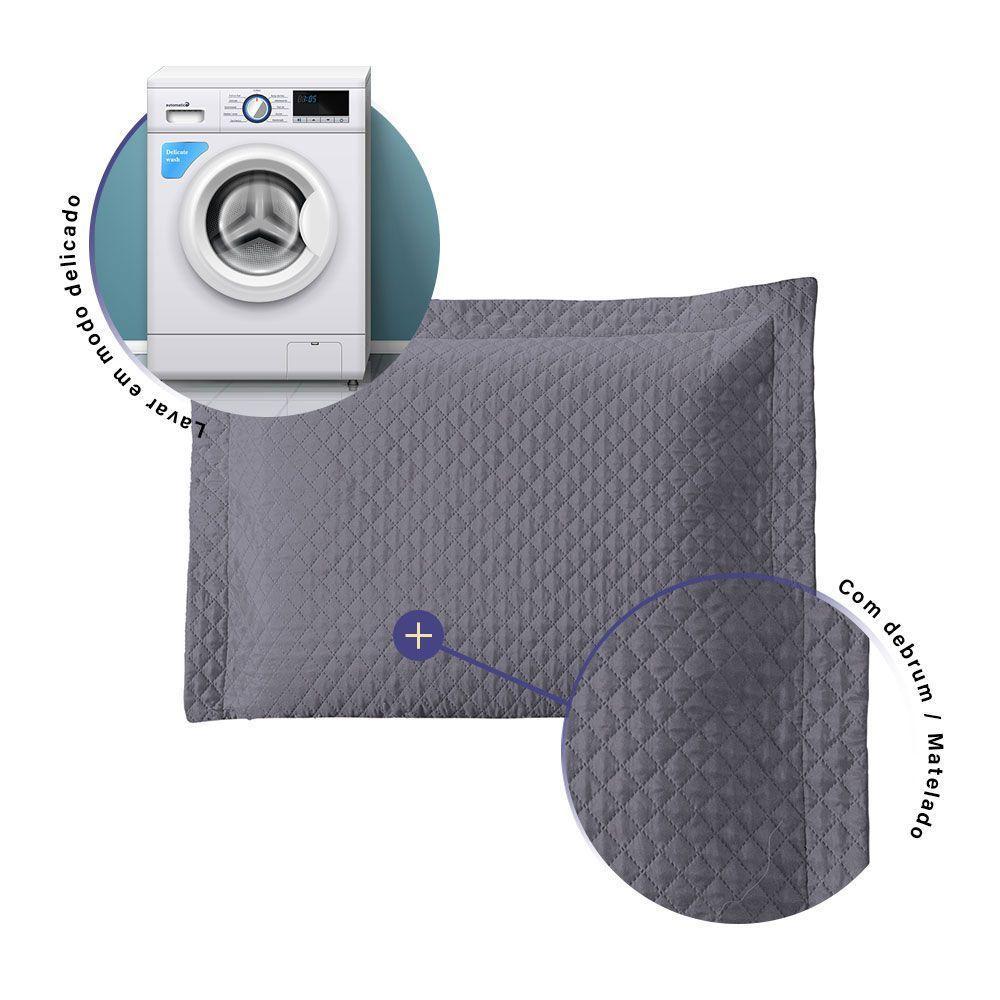Porta Travesseiro Avulso 70cm X 50cm 1 Peça Prime Ultrassônico 100% Poliéster - Cinza - 2