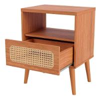 Mesa De Cabeceira 1 Gaveta Com Palhinha Natural Zack D03 Freijó - Lyam Decor - 1