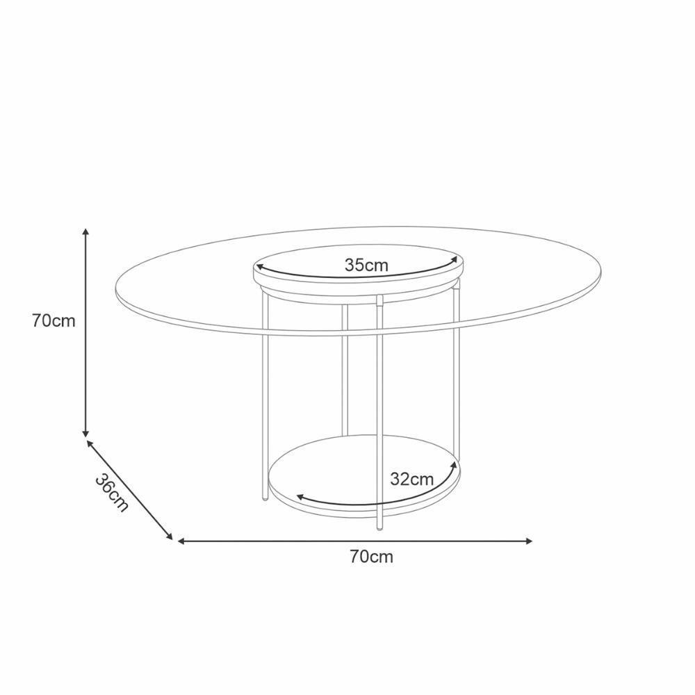 Mesa De Centro Sky Com Pés Em Aço E Tampo De Vidro Cinamomo - 3