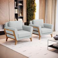 Kit 2 Poltronas Sabrina De Madeira Maciça Com Almofada Linho Cinza 407 - 3