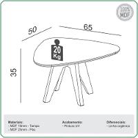 Kit 02 Mesas De Centro Para Sala De Estar Orgânica Selly D03 Off White Freijó - Lyam Decor - 8