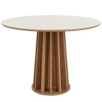 Mesa De Jantar Redonda Pés Ripado Orgânico 105cm Ceci D03 Off White Freijó - Lyam Decor - 1