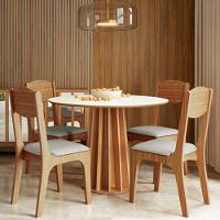 Mesa De Jantar Redonda Pés Ripado Orgânico 105cm Ceci D03 Off White Freijó - Lyam Decor - 2