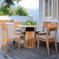 Mesa De Jantar Redonda Pés Ripado Orgânico 105cm Ceci D03 Off White Freijó - Lyam Decor - 3