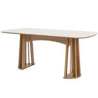 Mesa De Jantar 6 Lugares Pés Ripado Orgânico 180cm Dalí D03 Off White Freijó - Lyam Decor - 1