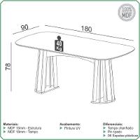 Mesa De Jantar 6 Lugares Pés Ripado Orgânico 180cm Dalí D03 Off White Freijó - Lyam Decor - 5