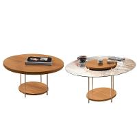 Kit De Mesa De Centro Sky Com Pés Em Aço E Tampo Vidro E Mdf Cinamomo - 2