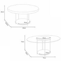 Kit De Mesa De Centro Sky Com Pés Em Aço E Tampo Vidro E Mdf Cinamomo - 3