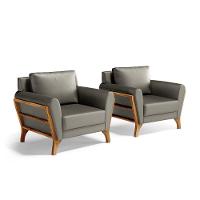 Kit 2 Poltronas Sabrina De Madeira Maciça Com Almofada Veludo Chumbo 109 - 1