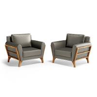 Kit 2 Poltronas Sabrina De Madeira Maciça Com Almofada Veludo Chumbo 109 - 2