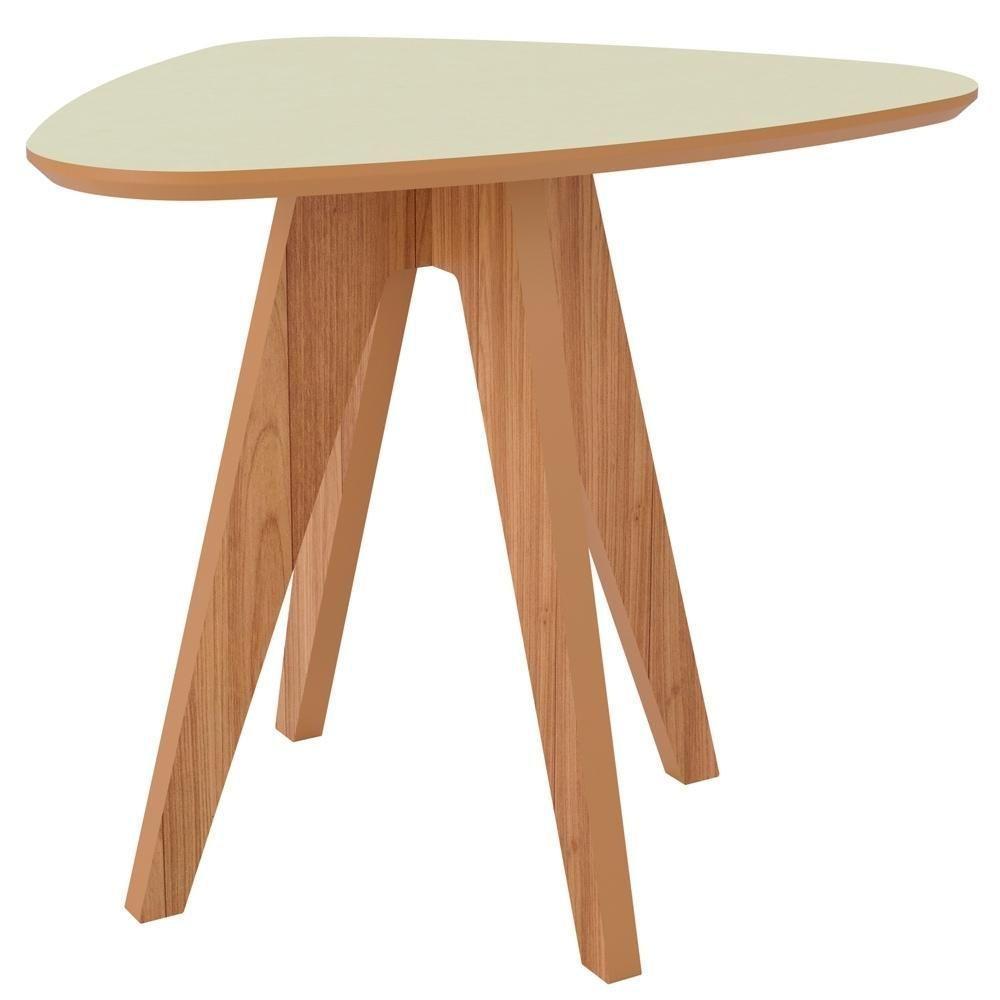 Mesa Lateral Para Sala De Estar Orgânica Selly D03 Off White Freijó - Lyam Decor - 1