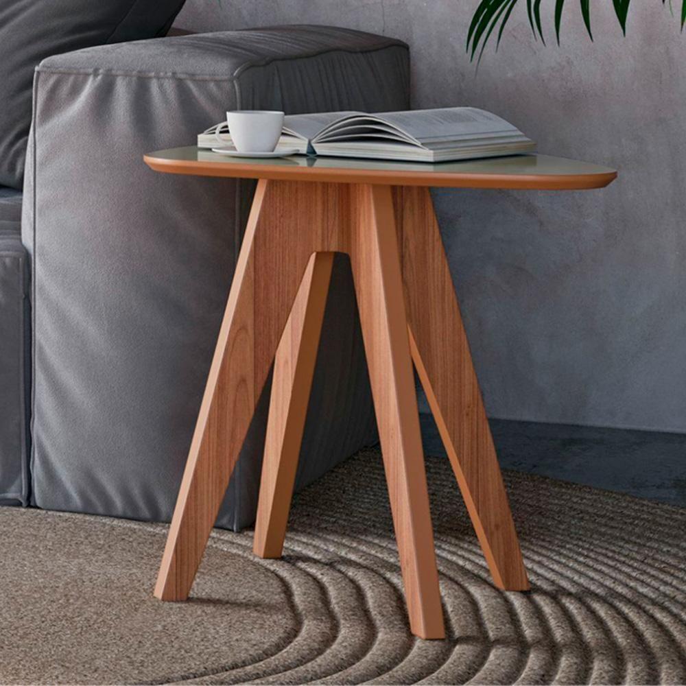 Mesa Lateral Para Sala De Estar Orgânica Selly D03 Off White Freijó - Lyam Decor - 2