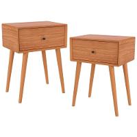 Kit 02 Mesas De Cabeceira 1 Gaveta Pés Palito Kayla D03 Freijó - Lyam Decor - 1