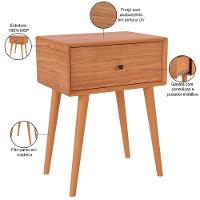 Kit 02 Mesas De Cabeceira 1 Gaveta Pés Palito Kayla D03 Freijó - Lyam Decor