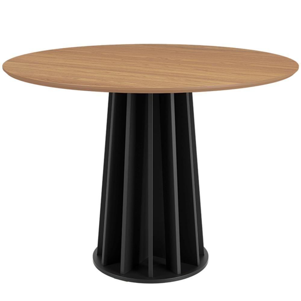 Mesa De Jantar Redonda Pés Ripado Orgânico 105cm Ceci D03 Freijó Preto Fosco - Lyam Decor - 1
