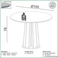 Mesa De Jantar Redonda Pés Ripado Orgânico 105cm Ceci D03 Freijó Preto Fosco - Lyam Decor - 3