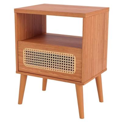 Kit 02 Mesas De Cabeceira 1 Gaveta Com Palhinha Natural Zack D03 Freijó - Lyam Decor