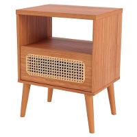 Kit 02 Mesas De Cabeceira 1 Gaveta Com Palhinha Natural Zack D03 Freijó - Lyam Decor - 1