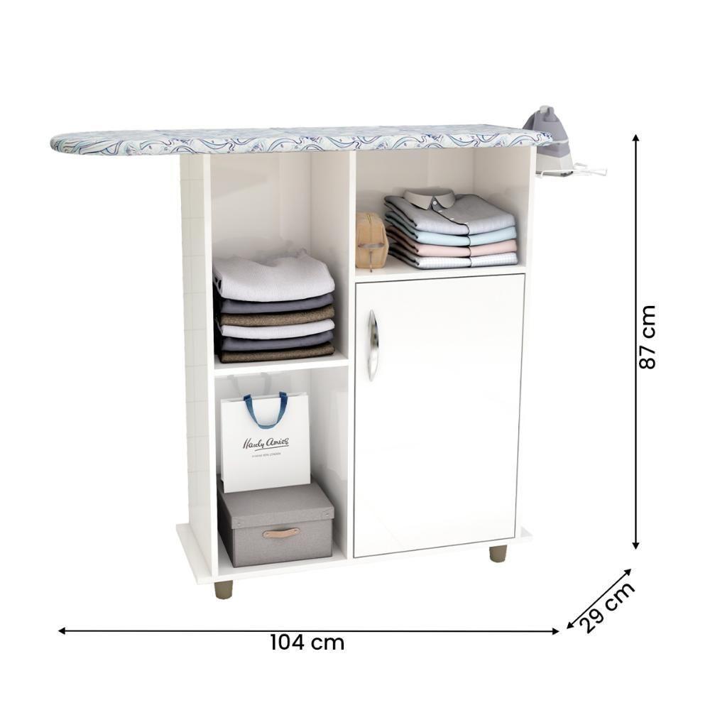 Tábua De Passar Roupa Miami Com 1 Porta E Nicho Branco - 4