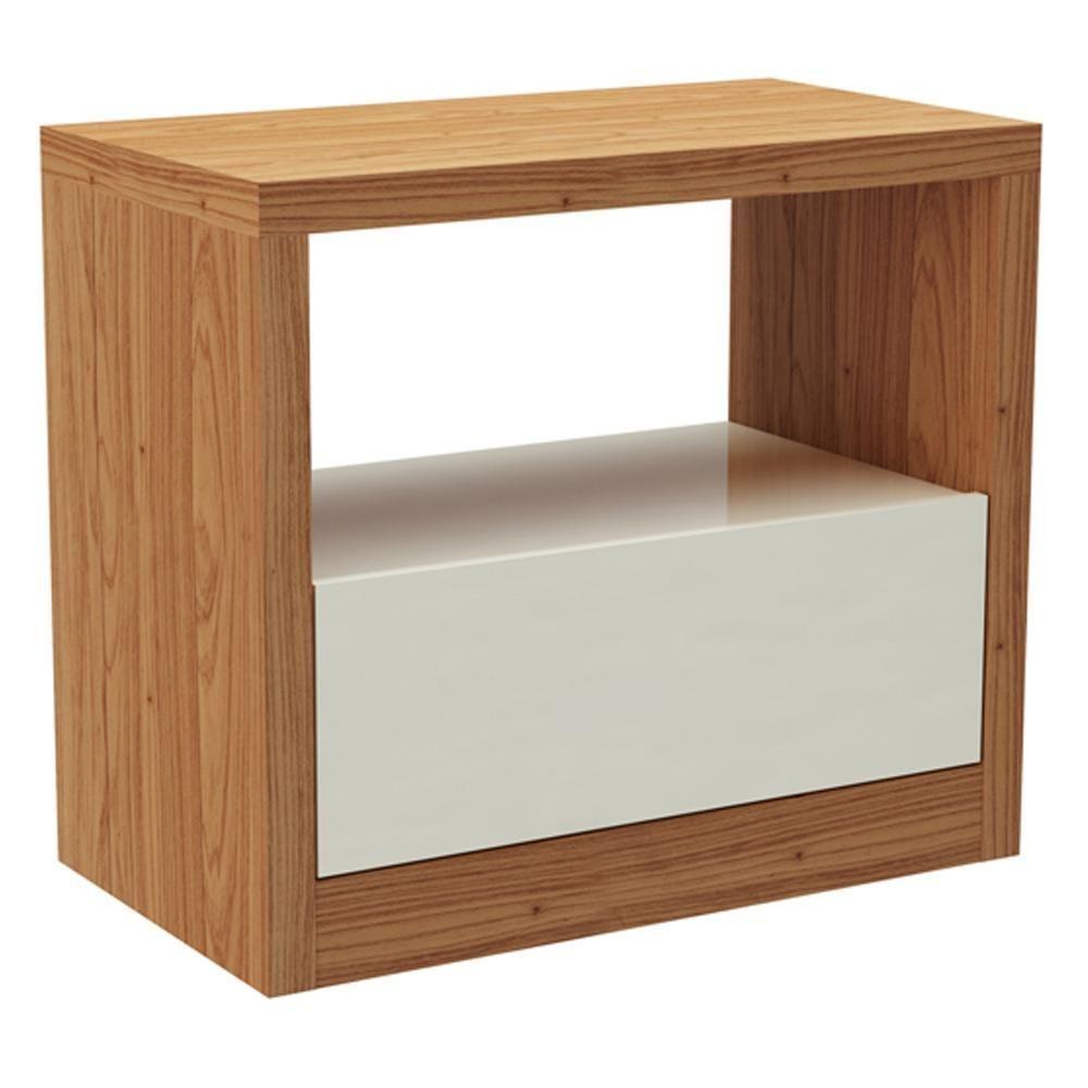 Kit 02 Mesas De Cabeceira Moderna 1 Gaveta Cameron D03 Freijó Off White - Lyam Decor - 3