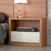 Kit 02 Mesas De Cabeceira Moderna 1 Gaveta Cameron D03 Freijó Off White - Lyam Decor - 2