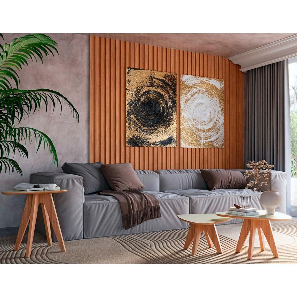 Kit 02 Mesas De Centro E 01 Mesa Lateral Orgânica Selly D03 Off White Freijó - Lyam Decor - 2