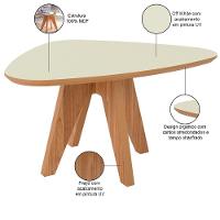 Kit 02 Mesas De Centro E 01 Mesa Lateral Orgânica Selly D03 Off White Freijó - Lyam Decor - 7