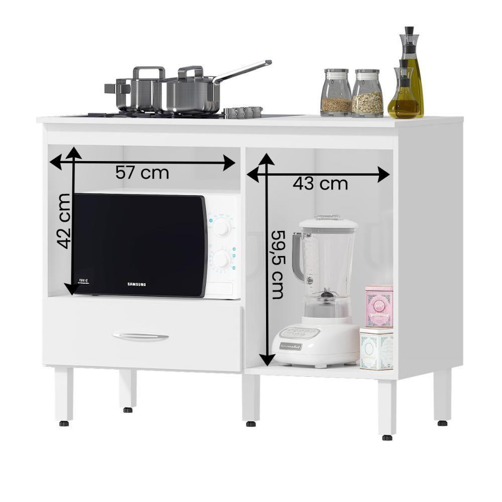 Balcão Cozinha Cooktop Blane 105cm Com 1 Porta E 1 Gaveta Branco - 2