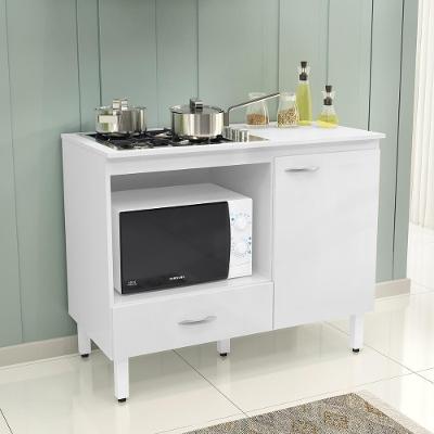 Balcão Cozinha Cooktop Blane 105cm Com 1 Porta E 1 Gaveta Branco