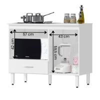 Balcão Cozinha Cooktop Blane 105cm Com 1 Porta E 1 Gaveta Branco - 2