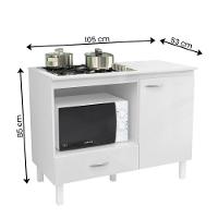 Balcão Cozinha Cooktop Blane 105cm Com 1 Porta E 1 Gaveta Branco - 4