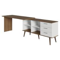 Mesa De Escritório Em L 3 Gavetas Branco/rustic Lisboa Madesa Branco/rustic - 10