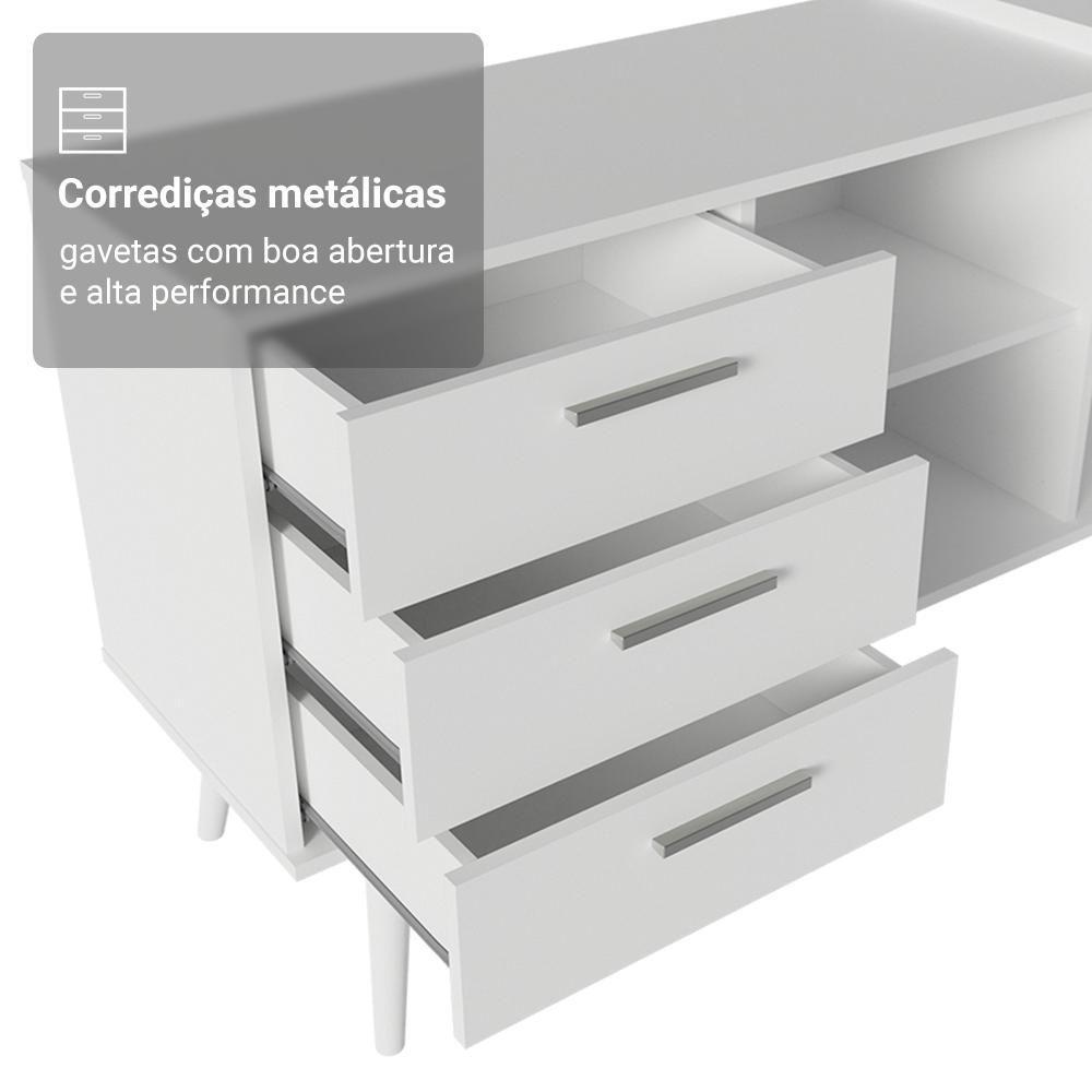 Mesa De Escritório Em L 3 Gavetas Branco Lisboa Madesa Xa Branco - 9