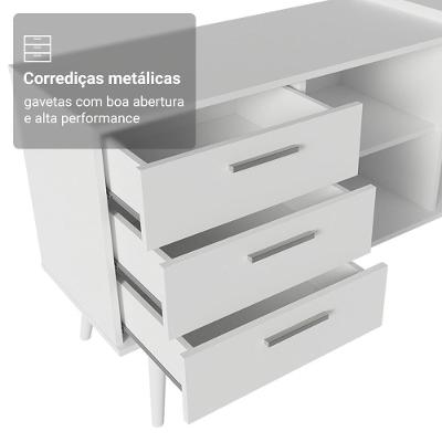 Mesa De Escritório Em L 3 Gavetas Branco Lisboa Madesa Xa Branco