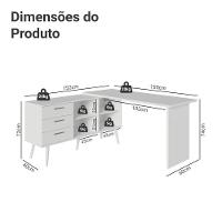 Mesa De Escritório Em L 3 Gavetas Branco Lisboa Madesa Xa Branco - 3