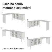 Mesa De Escritório Em L 3 Gavetas Branco Lisboa Madesa Xa Branco - 6