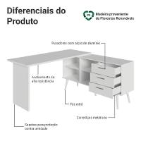 Mesa De Escritório Em L 3 Gavetas Branco Lisboa Madesa Branco - 7