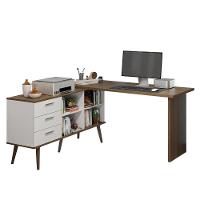 Mesa De Escritório Em L 3 Gavetas Lisboa Madesa Xa Branco/rustic - 2