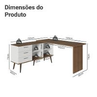 Mesa De Escritório Em L 3 Gavetas Lisboa Madesa Xa Branco/rustic - 3