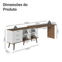 Mesa De Escritório Em L 3 Gavetas Lisboa Madesa Xa Branco/rustic